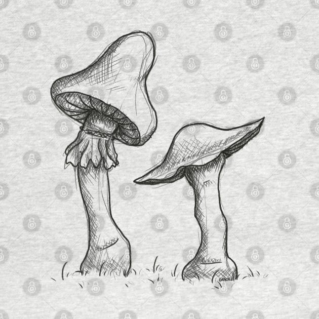 Mushroom Sketch by Jan Grackle